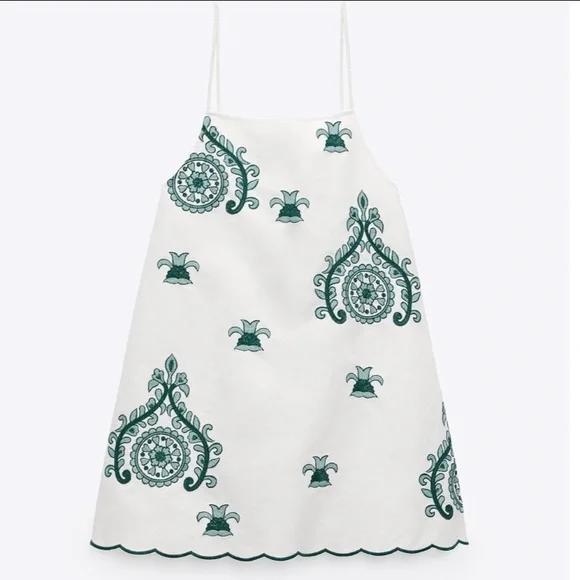 ZARA EMBROIDERED MINI DRESS SIZE SMALL - Picture 13 of 16